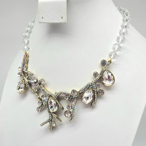 Heidi Daus Budding Branch Aurora Borealis Swarovski Crystal Coral Necklace NIB - Picture 5 of 11